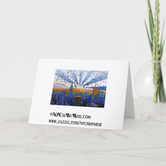 Psychedelische NYC: ESB Wide Skyline Uitzichten Feestdagen Kaart (Achterkant)