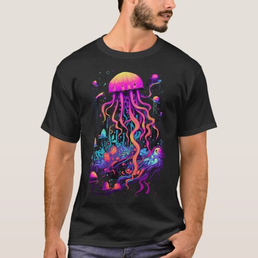 Psychedelische Oceaan: Abyssale ontmoeting T-shirt (Voorkant)