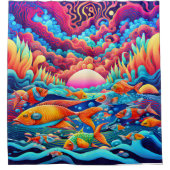 Psychedelische Oceaan Douchegordijn (Voorkant)