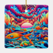 Psychedelische Oceaan Keramisch Ornament (Achterkant)