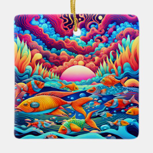 Psychedelische Oceaan Keramisch Ornament (Voorkant)