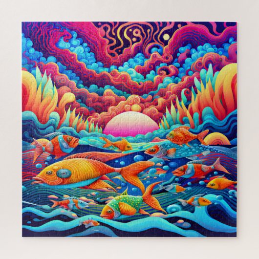 Psychedelische Oceaan Legpuzzel (Verticaal)