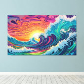 Psychedelische oceaangolven canvas afdruk (Insitu (Houten vloer))