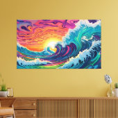 Psychedelische oceaangolven canvas afdruk (Insitu (Woonkamer))