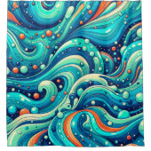 Psychedelische oceaangolven douchegordijn (Voorkant)