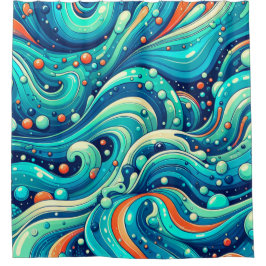 Psychedelische oceaangolven douchegordijn
