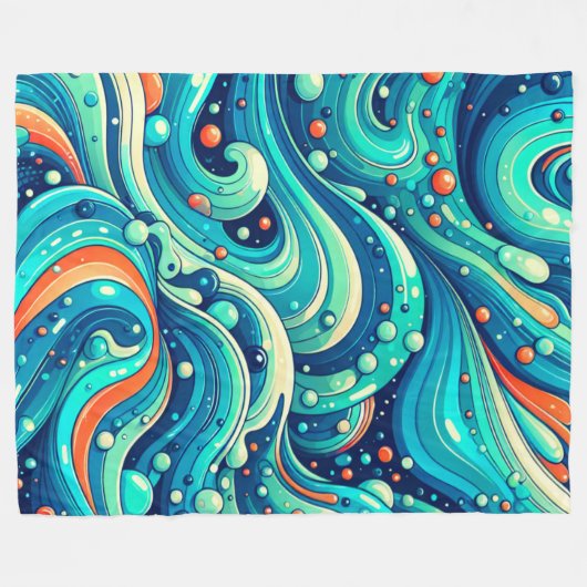 Psychedelische oceaangolven fleece deken (Voorkant (Horizontaal))