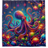 Psychedelische Octopus Christmas Wonderland Douchegordijn (Voorkant)