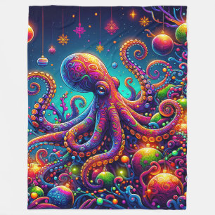 Psychedelische Octopus Christmas Wonderland Fleece Deken