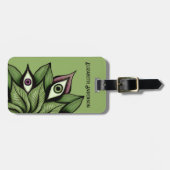 Psychedelische ogen Mandala - Trippy Bloemen Groen Bagagelabel (Voorkant horizontaal)