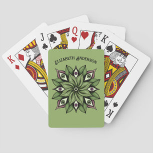 Psychedelische ogen Mandala - Trippy Bloemen Naam Pokerkaarten