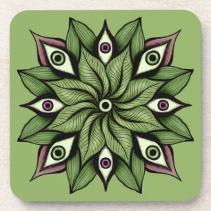 Psychedelische ogen Mandala - Trippy Bloemenpatroo Bier Onderzetter