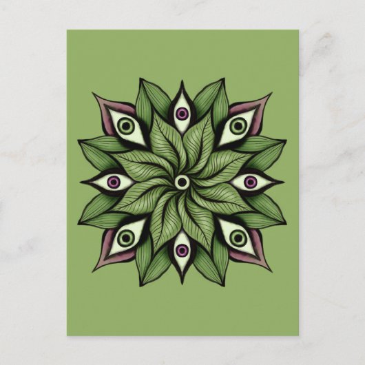 Psychedelische ogen Mandala - Trippy Bloemenpatroo Briefkaart (Voorkant)