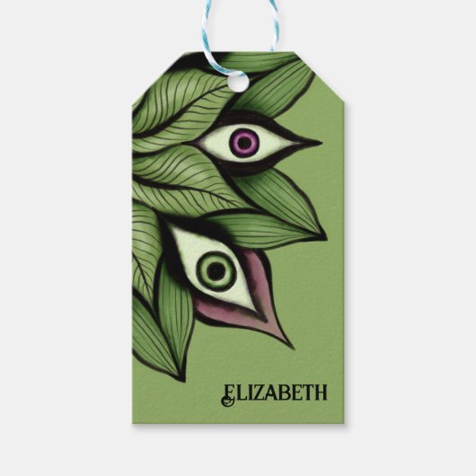 Psychedelische ogen Mandala - Trippy Bloemenpatroo Cadeaulabel (Voorkant)