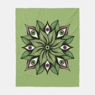 Psychedelische ogen Mandala - Trippy Bloemenpatroo Fleece Deken