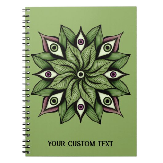 Psychedelische ogen Mandala - Trippy Bloemenpatroo Notitieboek (Voorkant)