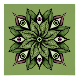 Psychedelische ogen Mandala - Trippy Bloemenpatroo Perfect Poster