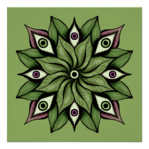 Psychedelische ogen Mandala - Trippy Bloemenpatroo Perfect Poster