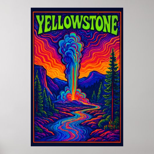 Psychedelische Old Faithful Poster (Voorkant)