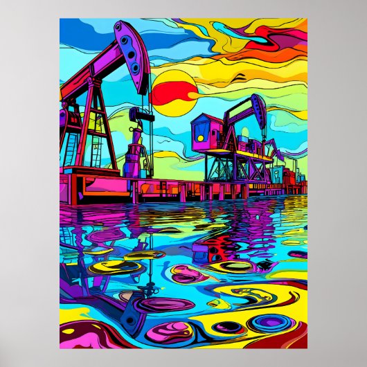 Psychedelische Olieplatforms: Industriële Neon Ref Poster (Voorkant)