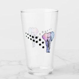 Psychedelische olifant en voetafdrukken van glas