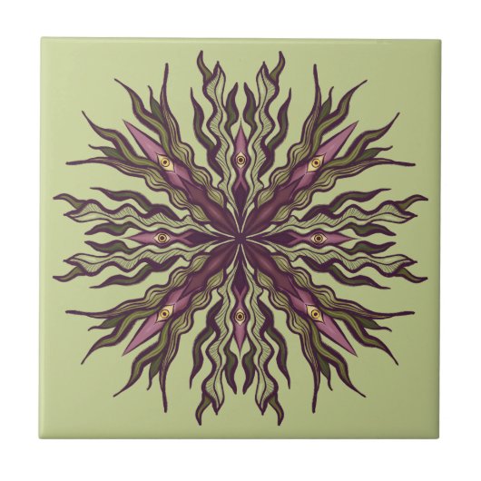 Psychedelische Oog Plant - Surreal Botanisch Manda Tegeltje (Voorkant)
