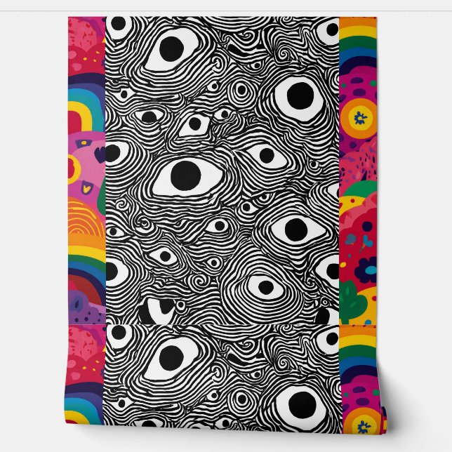 Psychedelische Oogpatroon Behang - Trippy Optisch (Afrollen)