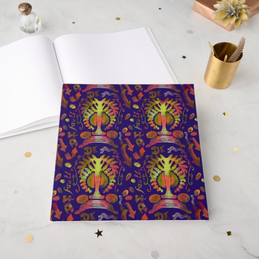 Psychedelische Oosterse Symmetrie Abstracte Kunst Gastenboek (Voorkant open)