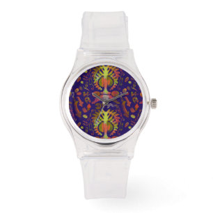 Psychedelische Oosterse Symmetrie Abstracte Kunst Horloge
