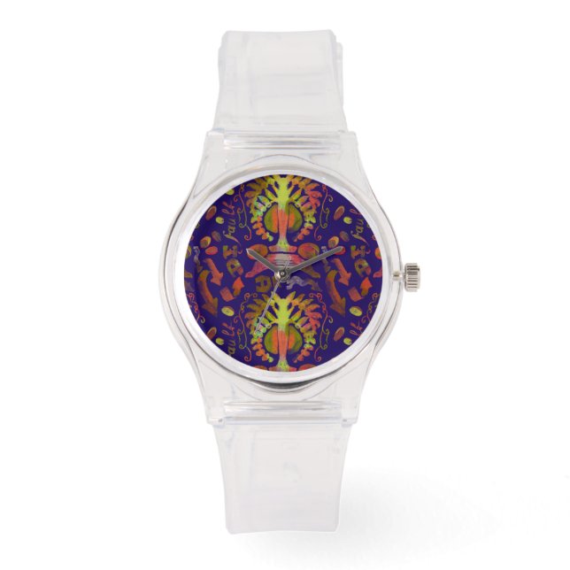 Psychedelische Oosterse Symmetrie Abstracte Kunst Horloge (Voorkant)