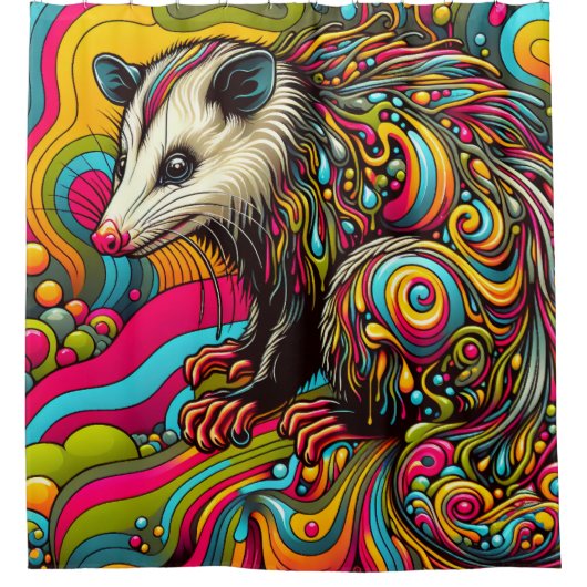 psychedelische opossum douchegordijn (Voorkant)