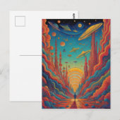 Psychedelische Oranje reis Landschapskunst Briefkaart (Voorkant / Achterkant)