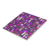 Psychedelische Paars, roze en zwart, 1970-paddenst Tegeltje (Zijkant)