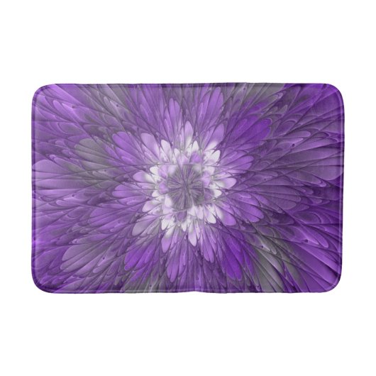 Psychedelische Paarse Bloem Abstracte Fractale Kun Badmat (Voorkant)
