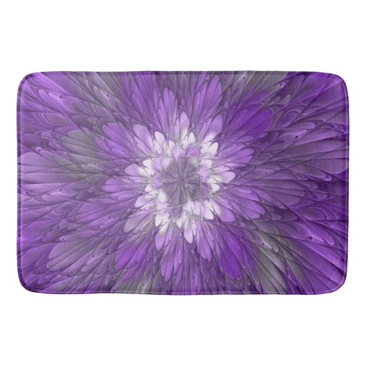 Psychedelische Paarse Bloem Abstracte Fractale Kun Badmat (Voorkant)