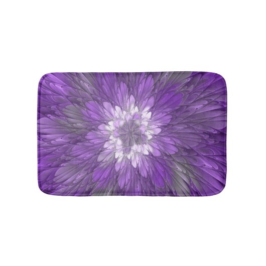 Psychedelische Paarse Bloem Abstracte Fractale Kun Badmat (Voorkant)