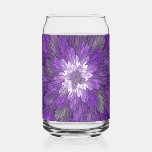 Psychedelische Paarse Bloem Abstracte Fractale Kun Blikvorm Glas (Voorkant)