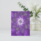 Psychedelische Paarse Bloem Abstracte Fractale Kun Briefkaart (Staand voorkant)