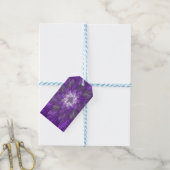 Psychedelische Paarse Bloem Abstracte Fractale Kun Cadeaulabel (Met Touw)