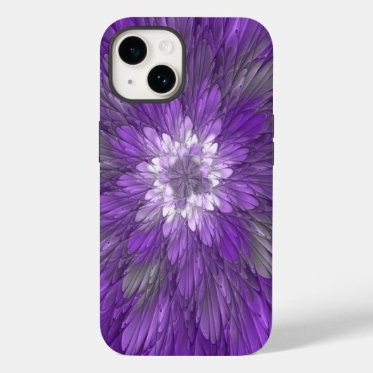 Psychedelische Paarse Bloem Abstracte Fractale Kun Case-Mate iPhone Case (Achterkant)