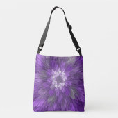 Psychedelische Paarse Bloem Abstracte Fractale Kun Crossbody Tas (Achterkant)
