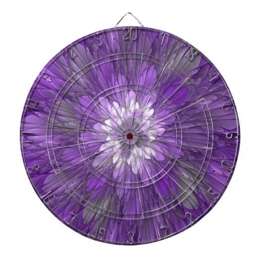 Psychedelische Paarse Bloem Abstracte Fractale Kun Dartbord (Voorkant)