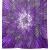 Psychedelische Paarse Bloem Abstracte Fractale Kun Douchegordijn (Voorkant)