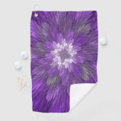 Psychedelische Paarse Bloem Abstracte Fractale Kun Golfhanddoek (Insitu)
