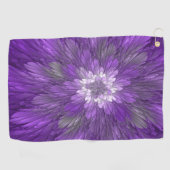 Psychedelische Paarse Bloem Abstracte Fractale Kun Golfhanddoek (Horizontaal)