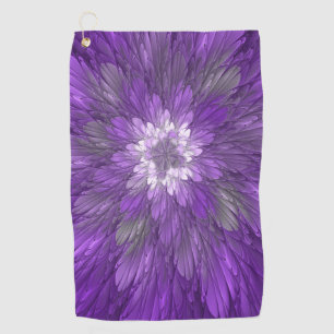 Psychedelische Paarse Bloem Abstracte Fractale Kun Golfhanddoek