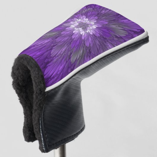 Psychedelische Paarse Bloem Abstracte Fractale Kun Golfheadcover (3/4 voorkant)