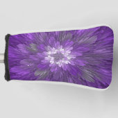 Psychedelische Paarse Bloem Abstracte Fractale Kun Golfheadcover (Voorkant)