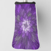 Psychedelische Paarse Bloem Abstracte Fractale Kun Golfheadcover (Draai 90)