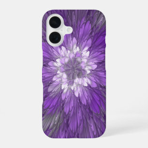 Psychedelische Paarse Bloem Abstracte Fractale Kun iPhone 16 Hoesje